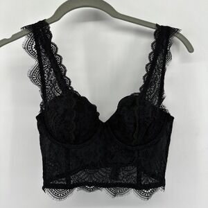 Victoria's Secret Lined Demi Underwire Black Lace Bra Size 34B